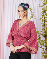 Marisela berry-bloom peplum top