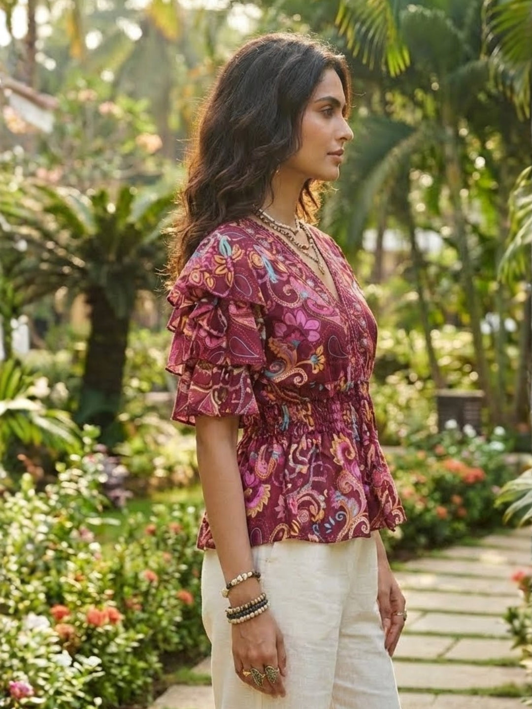 Aveline mulberry aura peplum top