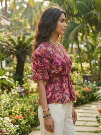 Aveline mulberry aura peplum top