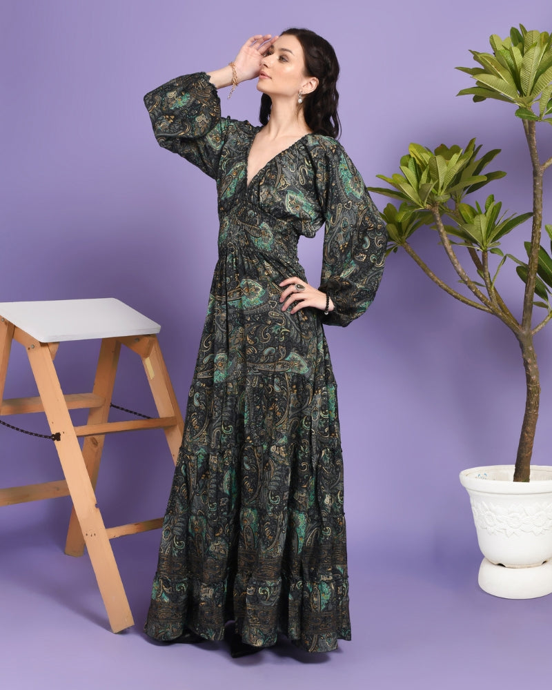 Emerald whisper maxi dress