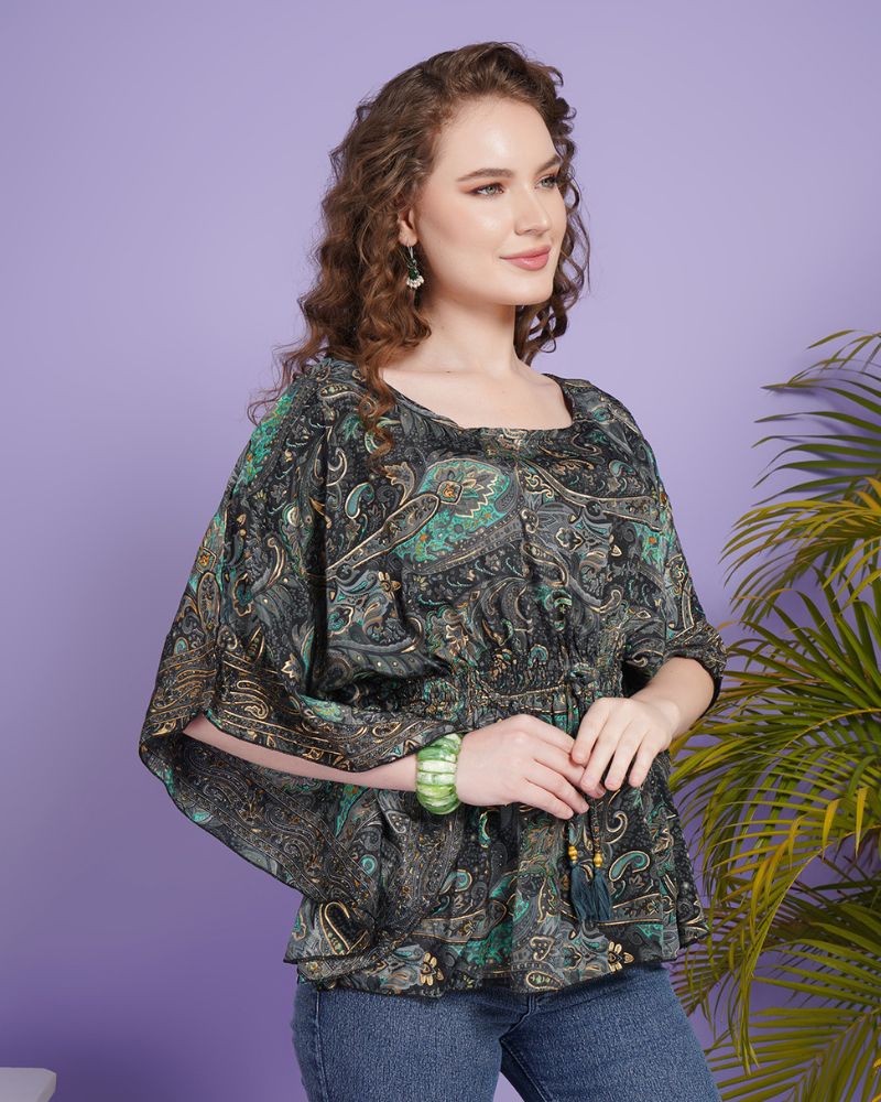 Green mirage kaftan top