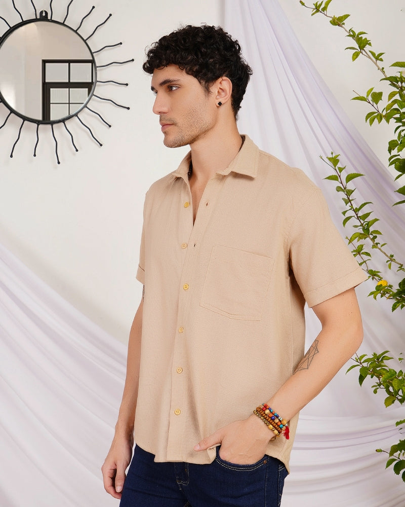 Arlo sandstone organic cotton shirt