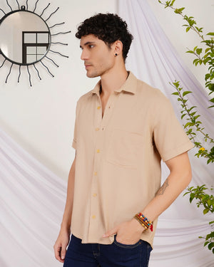Arlo sandstone organic cotton shirt