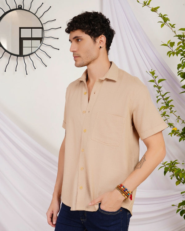 Arlo sandstone organic cotton shirt