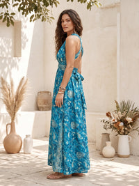 Aqua rhapsody bohemian halter maxi dress