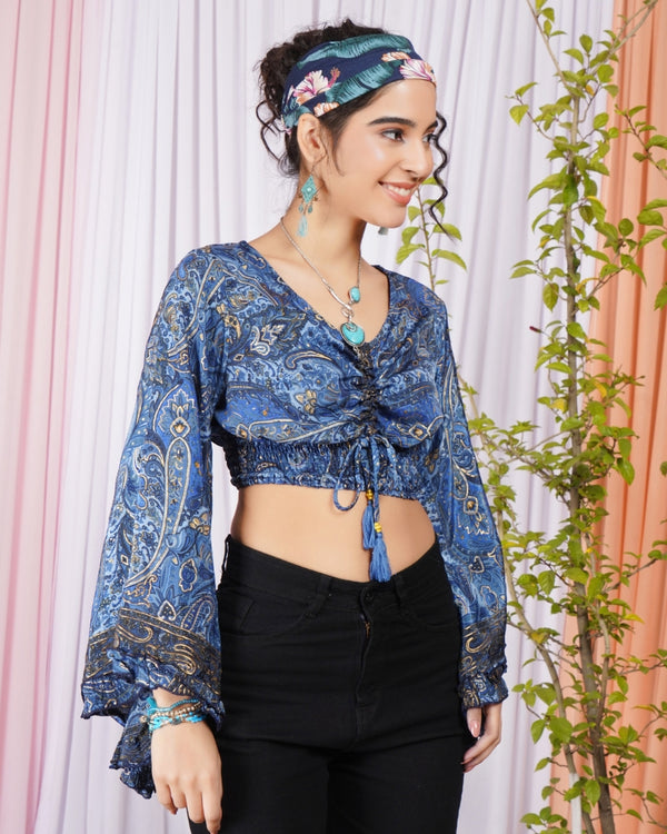 Aveline indigo ruched top