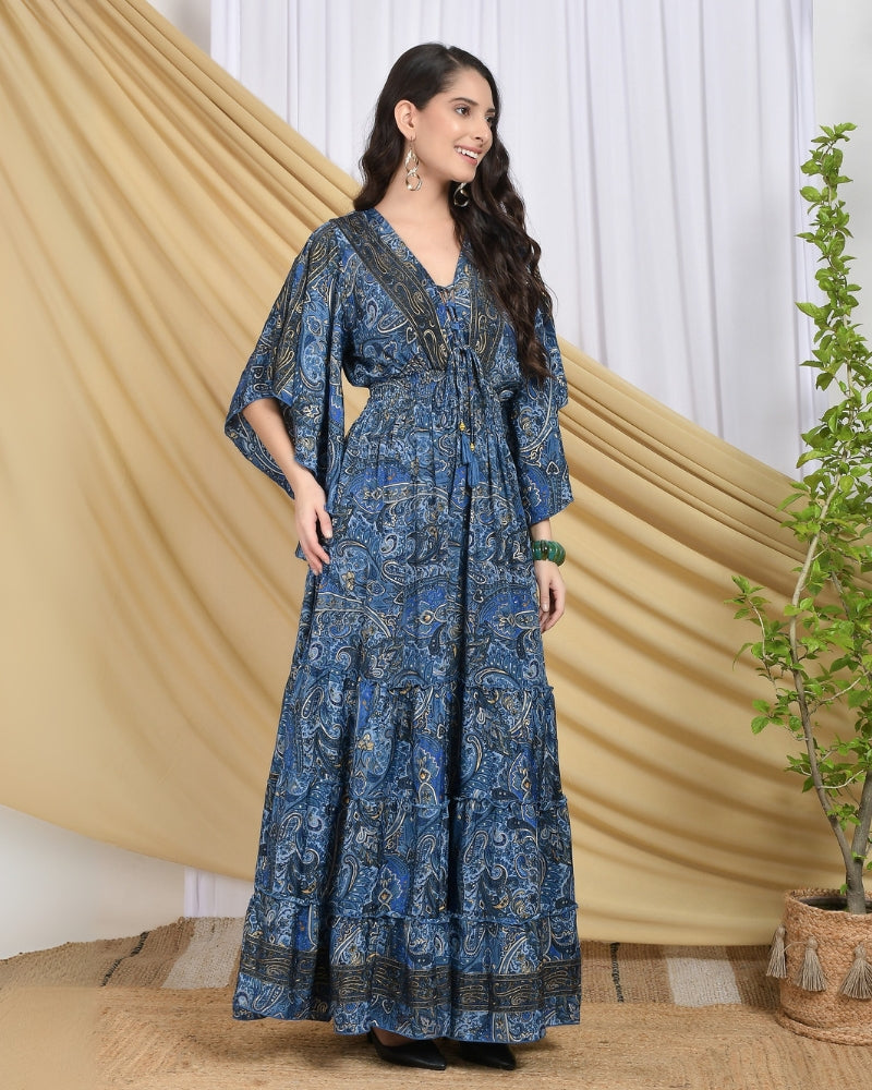 Marina midnight foil maxi dress