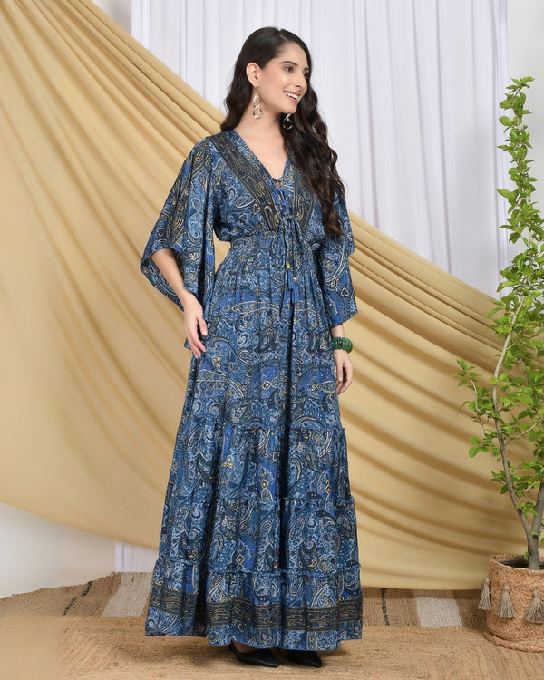 Marina midnight foil maxi dress