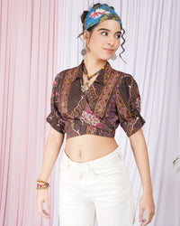 Elowen plum collar wrap top