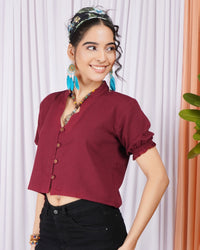 Seren winewood button down top