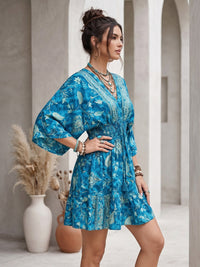 Marielle blue lagoon boho mini dress