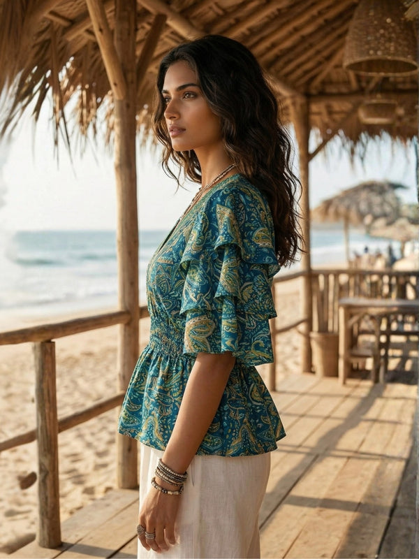 Iseren coastal muse peplum top