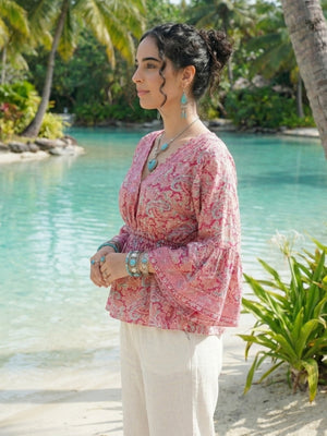 Tahlia blossom pink peplum top