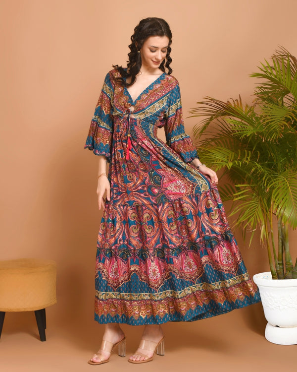 Mireya midnight bloom maxi dress