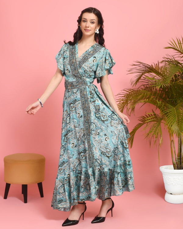 Marina paisley wrap maxi dress