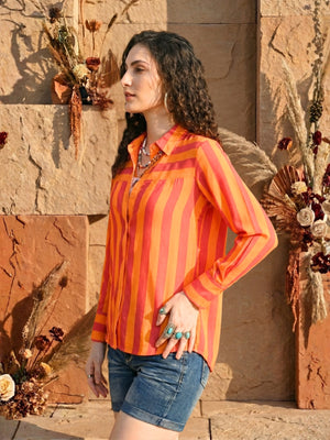 Calista sunset pop stripe shirt