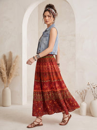Cinnamon ember boho maxi skirt
