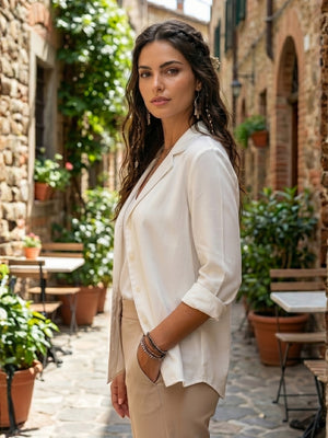 Mireya pearl lapel shirt