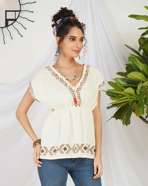 Liora pearl glow boho top