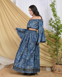 Calypso royal bloom off shoulder co-ord set