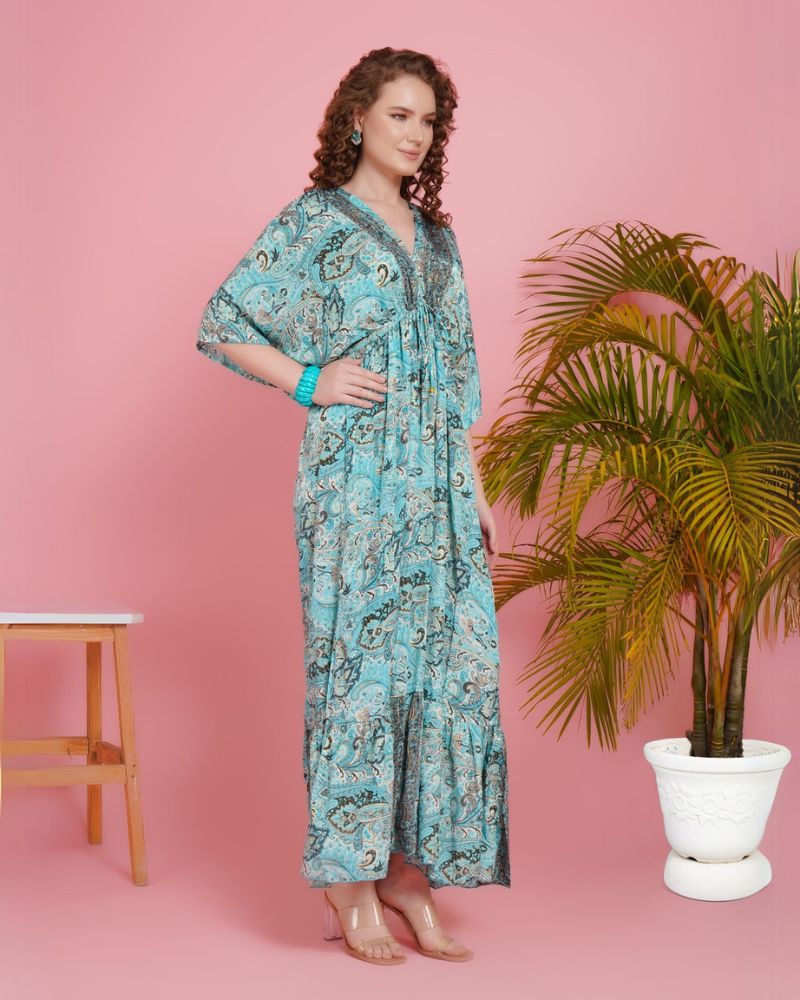 Blue breeze kimono maxi dress