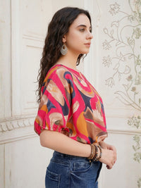 Zafira raspberry swirl boho top