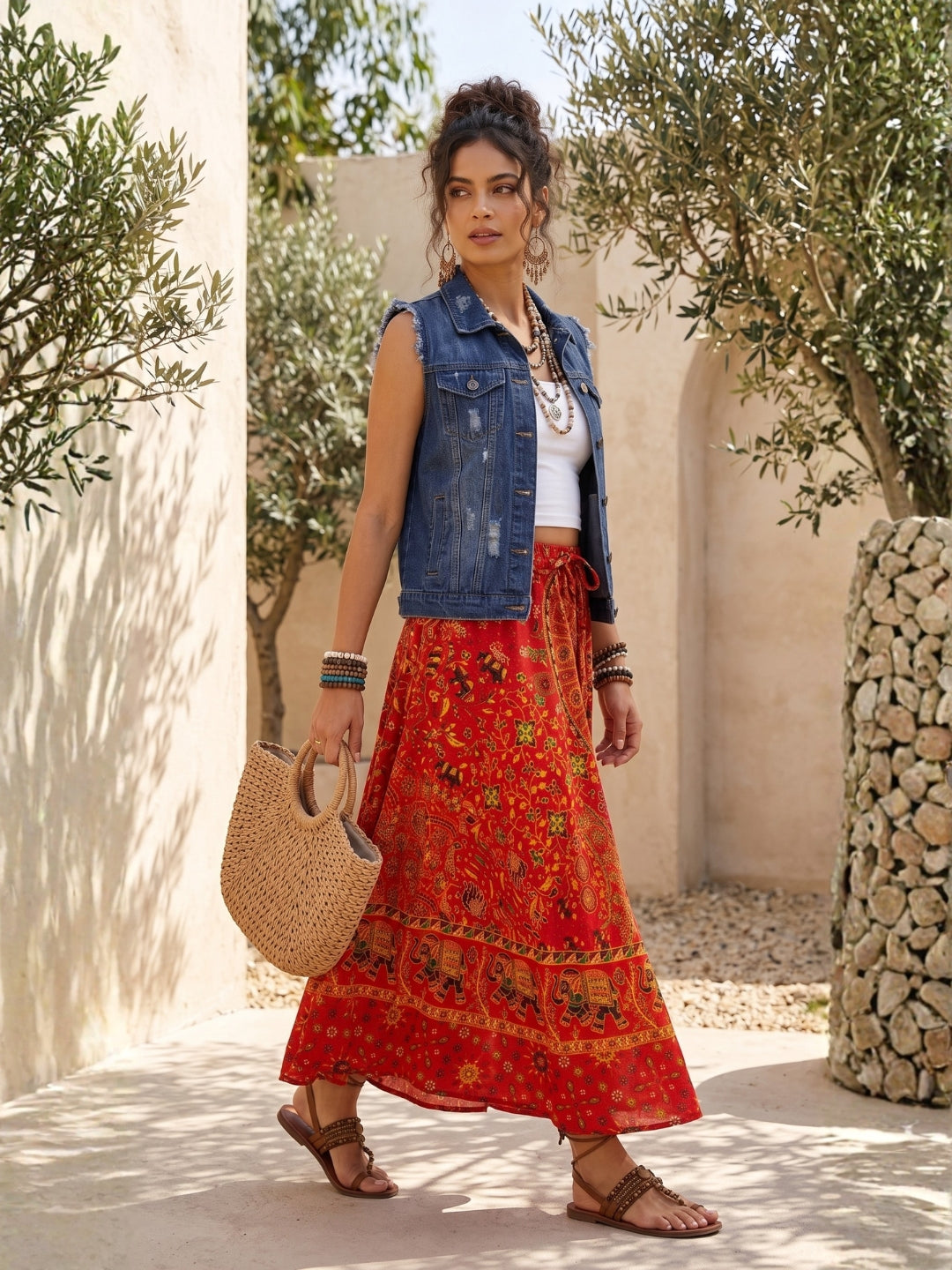 Ember bloom bohemian skirt