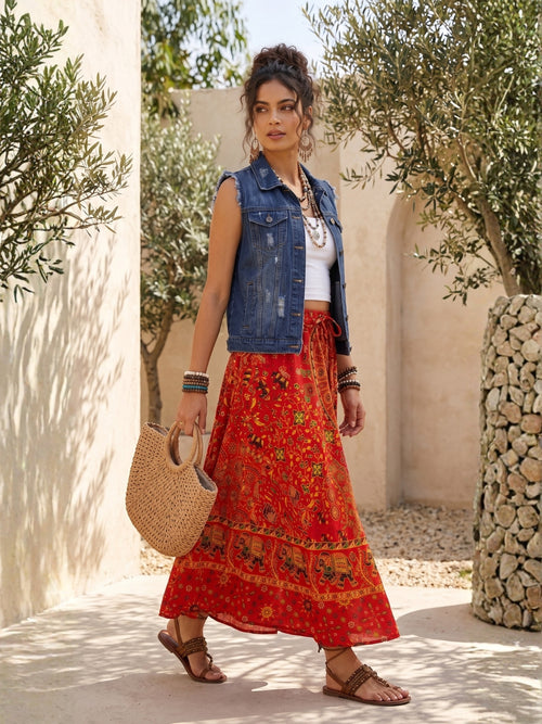 Ember bloom bohemian skirt
