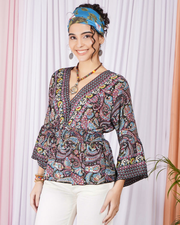 Marella midnight berry peplum top