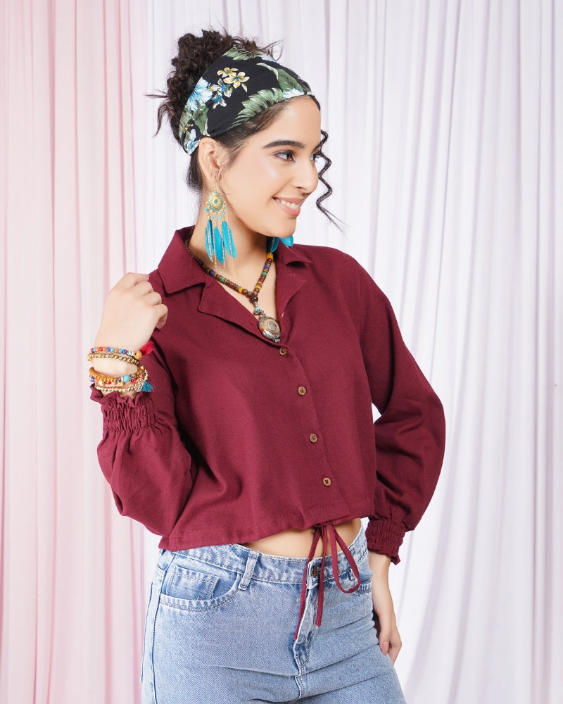Rhianna cranberry-chic cotton top