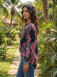 Soriel midnight leaf oversize boho shirt