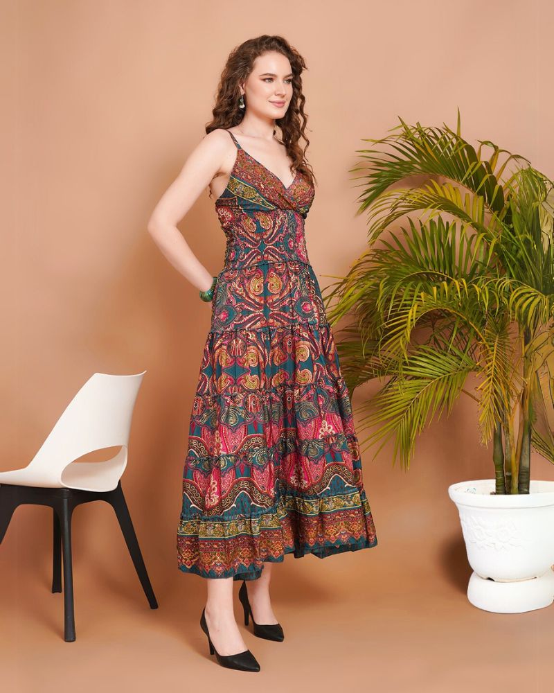 Amara peacock glow maxi dress