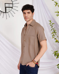 Lennox taupe trail cotton shirt