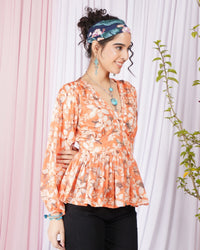 Maribel sunset petal peplum top