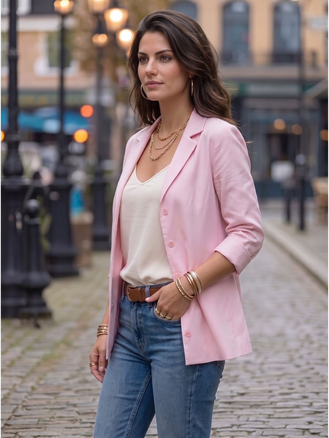 Pink whisper boho lapel shirt