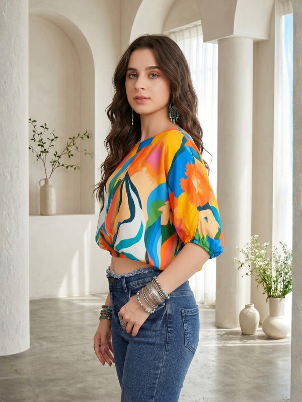 Elowen sunburst bloom boho top