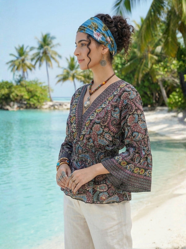 Marella midnight berry peplum top