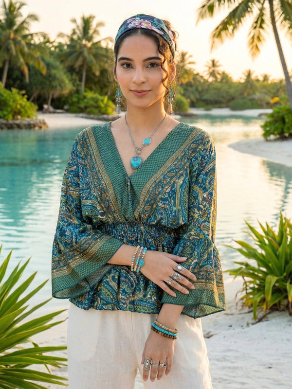 Mariel ocean muse peplum top