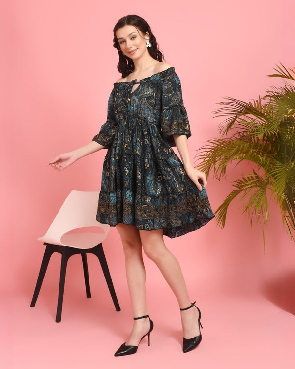 Nyra twilight off-shoulder mini dress