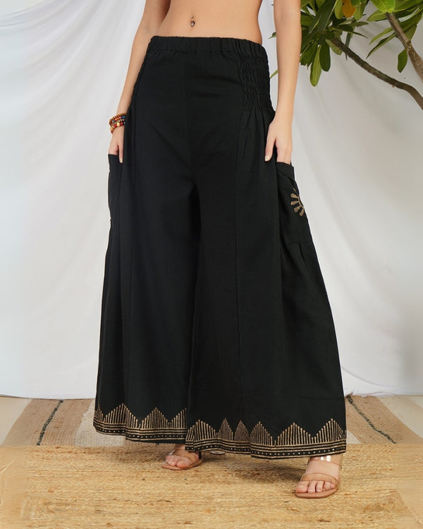 Noir ember cotton palazzo pants