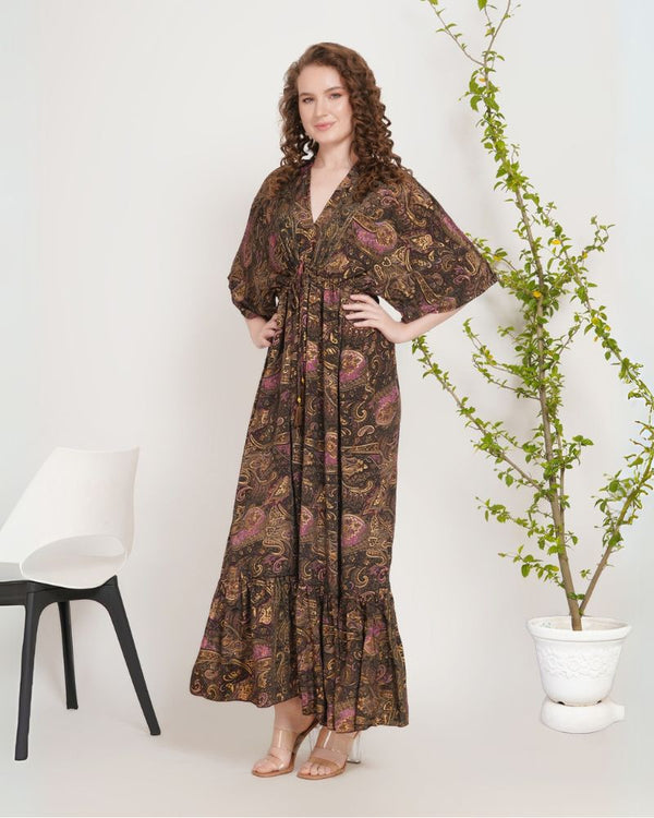 maxi dress kimono style Chiffon Kimono Sleeve Maxi Dress