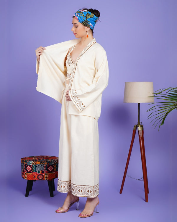 Ivory oasis 3 piece khadi co-ord set