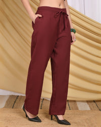 Vivaya maroon mocha organic cotton trouser