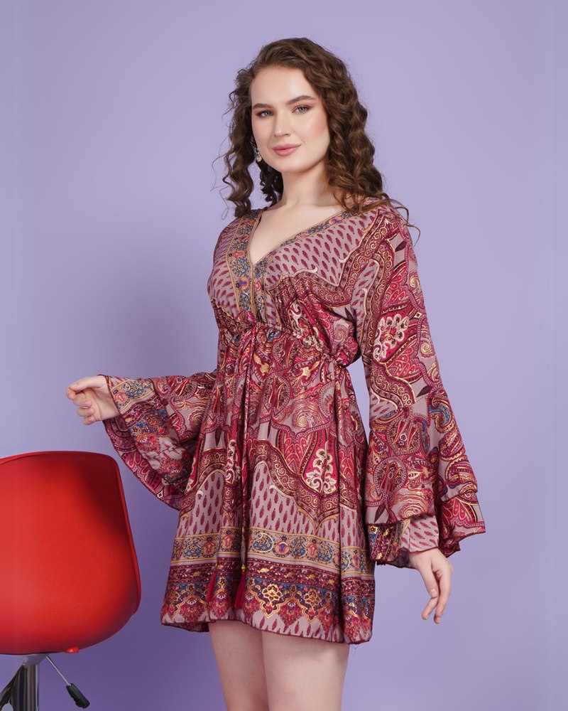 Blossom haze paisley short dress