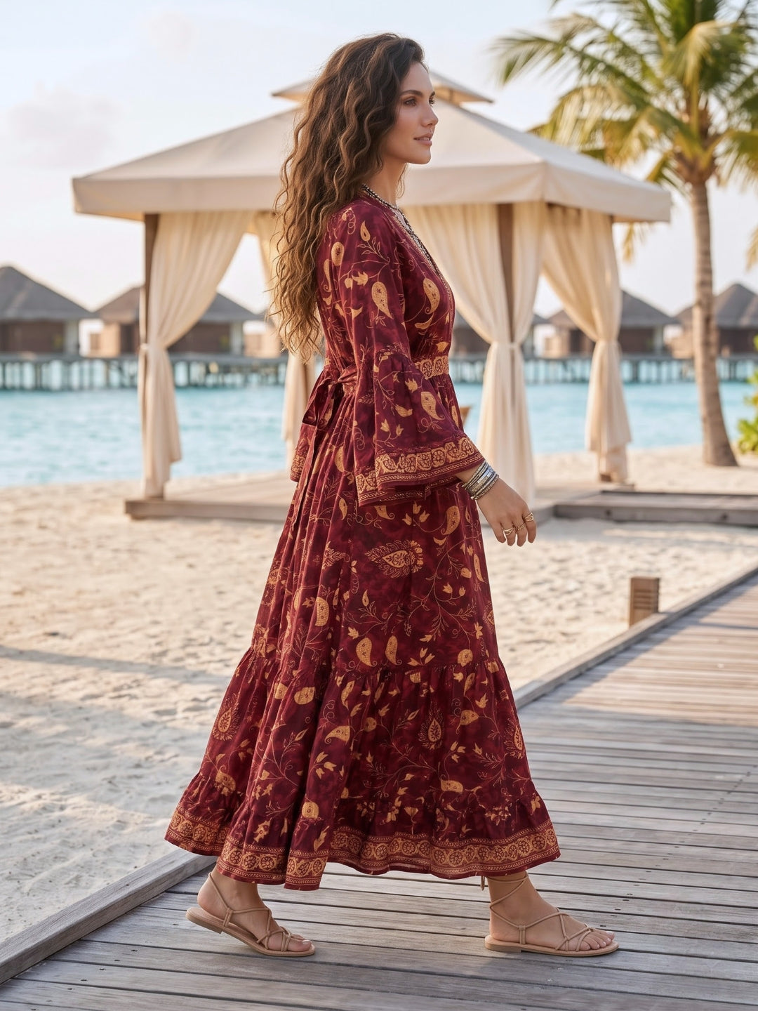 Mulberry merlot boho maxi dress
