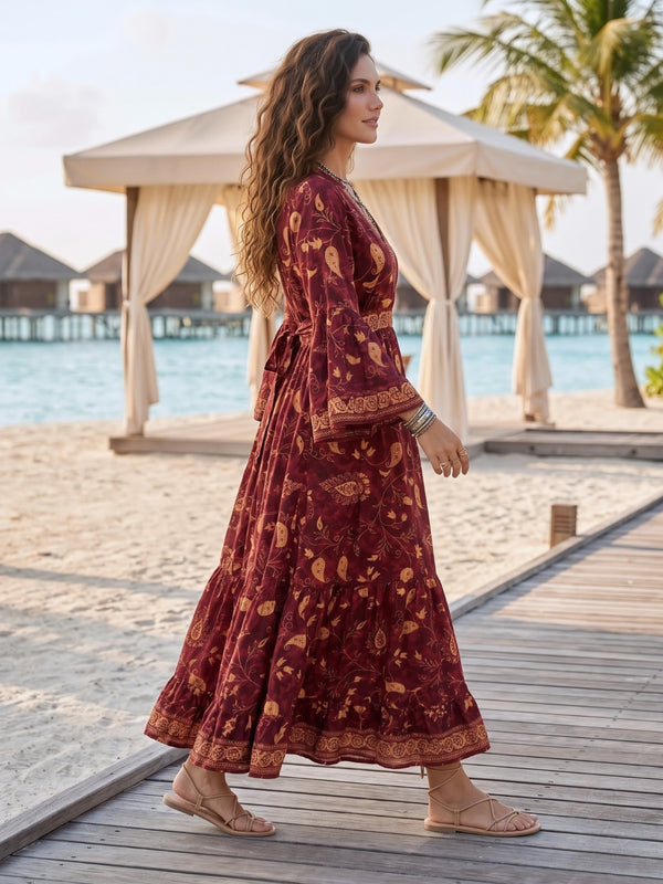 Mulberry merlot boho maxi dress