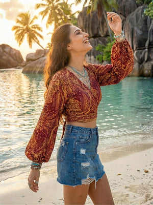 Arlisse sunset rust boho wrap top