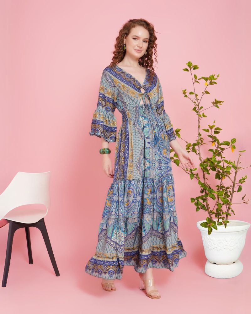 Sky halo paisley maxi dress