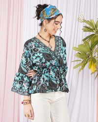 Kaelia aqua bloom peplum top