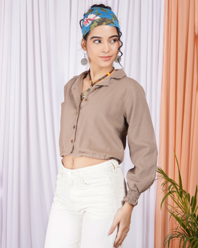 Maelie driftwood drawstring cotton top